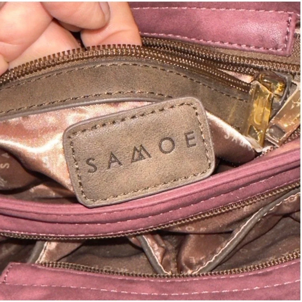 SAMOE Satchel Crossbody Bag Mauve Pink Leopard Print‎ Accent Stylish
